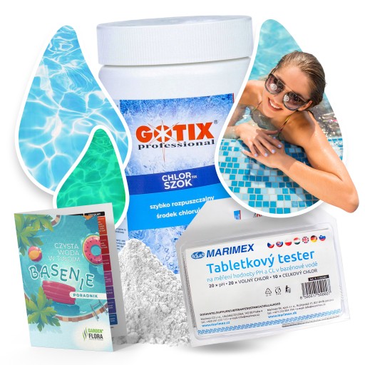 CHLOR SZOK DO BASENU GRANULAT CHEMIA BASENOWA 1kg CHLORTIX + TESTER pH