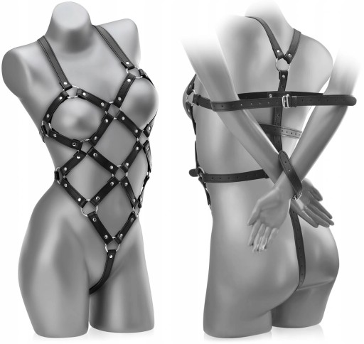 UPRZĄŻ DO KRĘPOWANIA RĄK Z TYŁU SKÓRZANE BODY BDSM