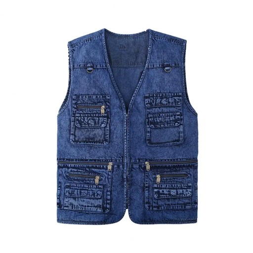 Spring Autumn Men Vest Multiple Pockets Solid Colo