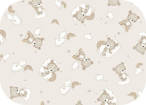 Pielucha Flanelowa 60x80 Miś Tęcza Beż