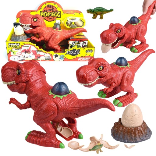 DINOZAUR TREX ZNOSI JAJO MINI DINO FIGURKA CHODZI LED RYCZY KOLORY