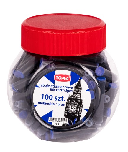 Naboje do pióra niebieski 100 sztuk atramentowe Toma