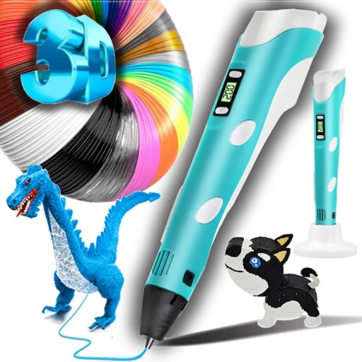 Długopis 3D Pen dla Dzieci + 20 Kolorowych Wkładów Filamentów Drukarka