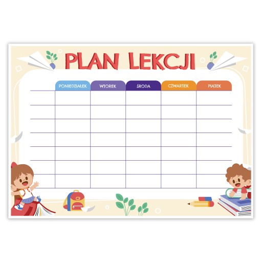 Plan lekcji A4 - dzieci (5szt)