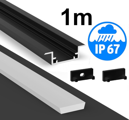 PROFIL LED WODOODPORNY IP67 P11-2 CZARNY ZESTAW