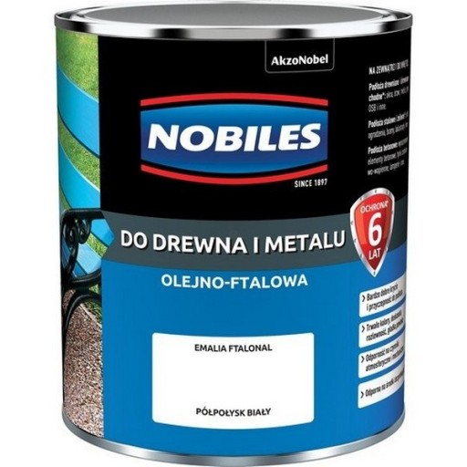 Nobiles olejna 0,7L BIAŁY biała Ftalonal farba olejno-ftalowa drewna metalu