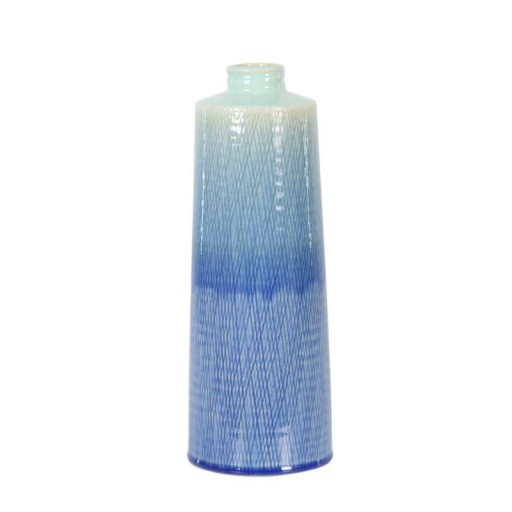 CERAMICZNY WAZON BŁĘKITNY DEKORACYJNY 34,5cm