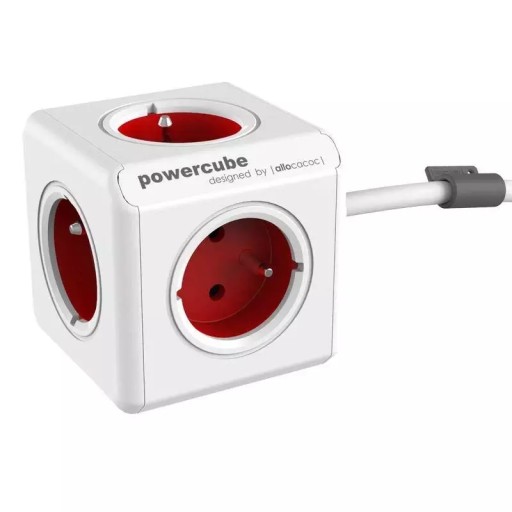 PowerCube Extended czerwony przewód 1.5m, 5 gniazd, DesignNest (allocacoc)