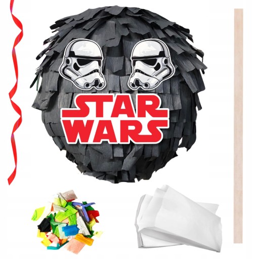PINIATA STAR WARS 90 CM Kij Konfetti Torebki na słodycze Wstążki