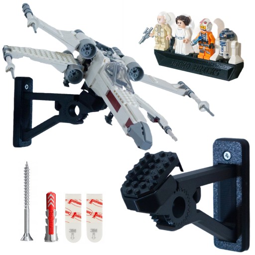 UCHWYT NA ŚCIANĘ NA ZESTAW X-WING SKYWALKERA 75301 + NA MINIFIGURKI