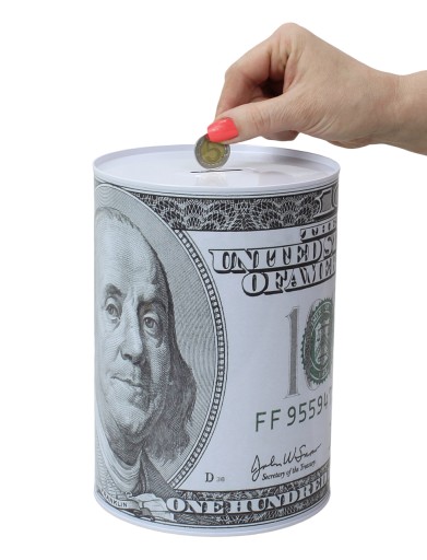 Duża Skarbonka Metalowa Puszka na pieniądze banknoty Dolar 4l XXL