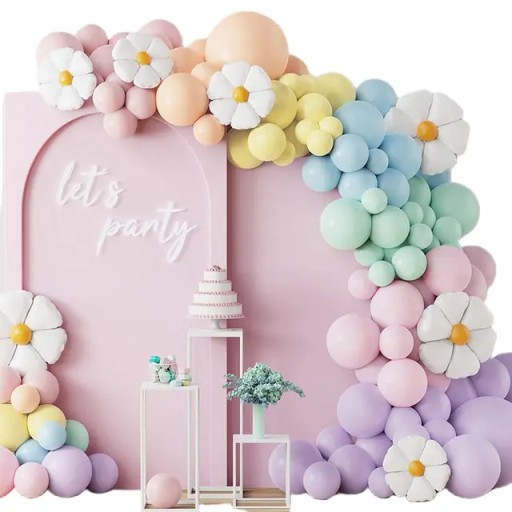 Girlanda ŁUK balonowa stokrotki pastelowa 138szt