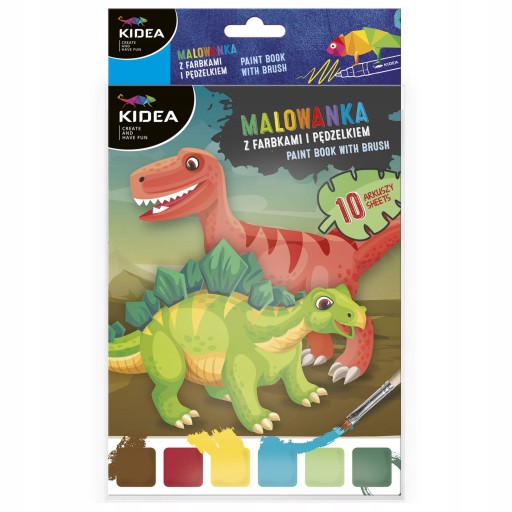 KIDEA MALOWANKA Z FARBAMI I PĘDZELKIEM DINO 91935