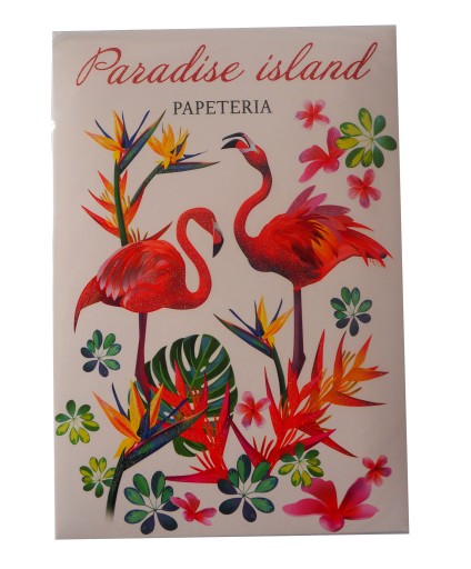 Papeteria list 10 kopert 10 kart FLAMINGI PARADISE