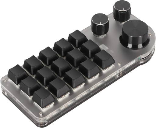 15 Keys Programmable Keyboard, 3 Knobs 15 Keys, Portable RGB Bluetooth