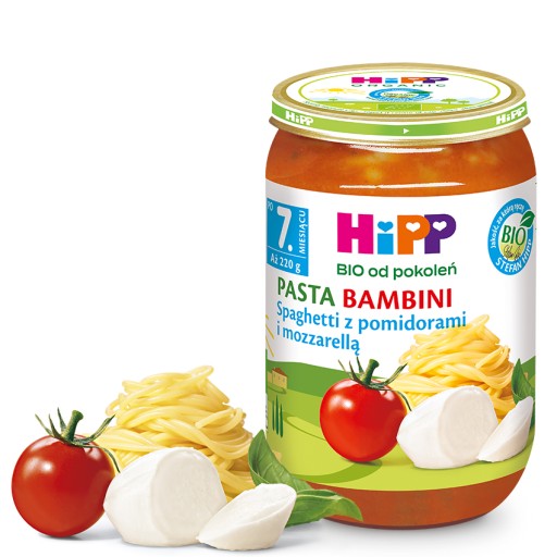 HiPP BIO Spaghetti z mozzarellą, po 7m-cu, 220g