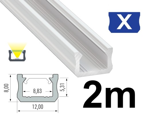 PROFIL DO TAŚM LED WĄSKI 12mm 2M TYPU X BIAŁY