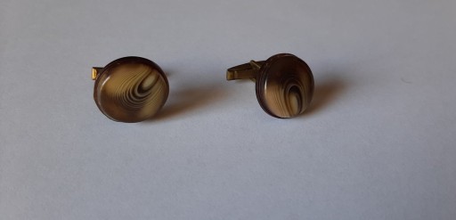 Spinki do mankietów brązowe vintage retro PRL