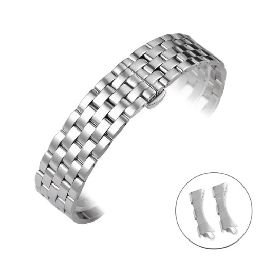 Bransoleta do zegarka 22 mm Srebrna Stalowa Pełna + Maskownice
