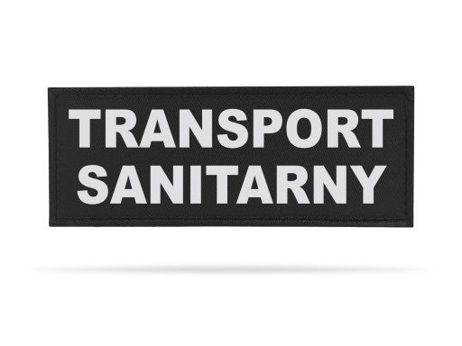 CZARNA NASZYWKA NAPIS TRANSPORT SANITARNY ODBLASK