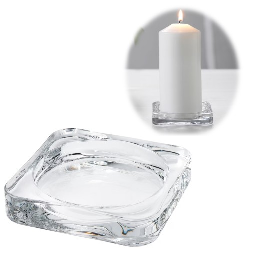 PODSTAWKA NA ŚWIECE tealight świecznik SZKŁO BEZBARWNE 10x10 cm IKEA GLASIG
