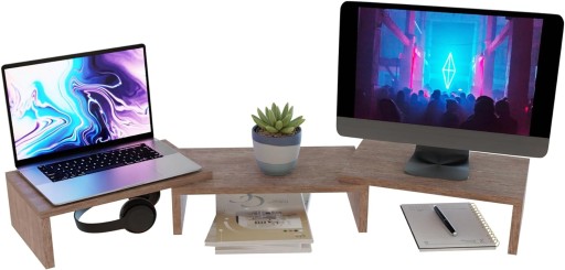 STOJAK NA MONITOR PODWÓJNY PODSTAWKA POD LAPTOPA REGULACJA DŁUGOŚCI
