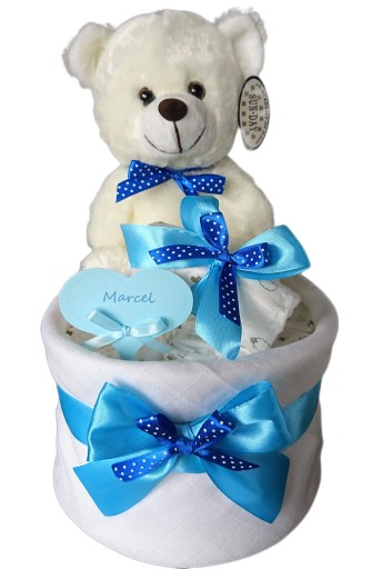 TORT Z PIELUCH PAMPERS 2 PREZENT CHRZEST NARODZINY