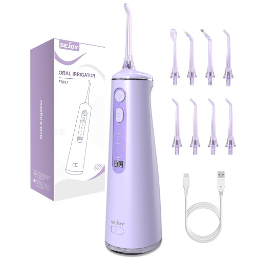 IRYGATOR DO ZĘBÓW BEZPRZEWODOWY DENTYSTYCZNY 8 DYSZ WYŚWIETLACZ LED 300ML