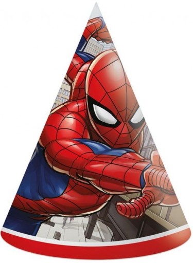 CZAPECZKI PAPIEROWE SPIDERMAN SPIDER URODZINY 6szt