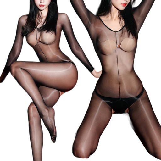 Kombinezon Rajstopowy Bodystocking Czarne Całe ciało z rękawami Catsuit