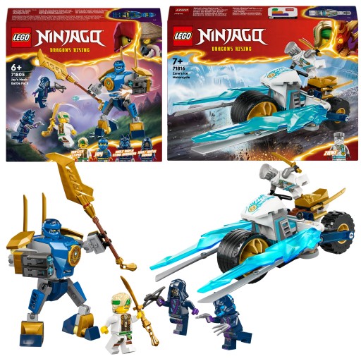 LEGO Ninjago 71816 Lodowy rower Zane'a + LEGO bitewny z mechem Jaya 71805