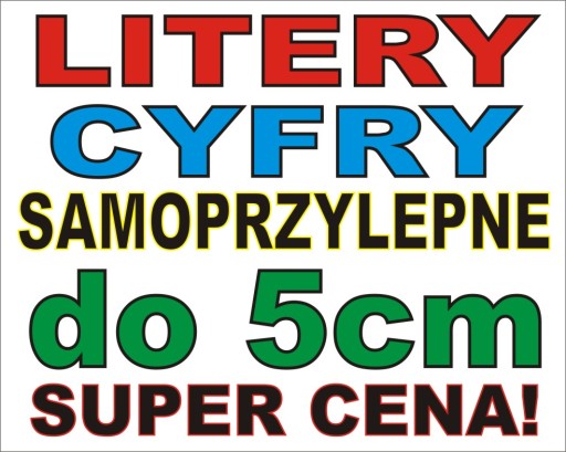 Litery cyfry samoprzylepne naklejki reklama - 5 cm