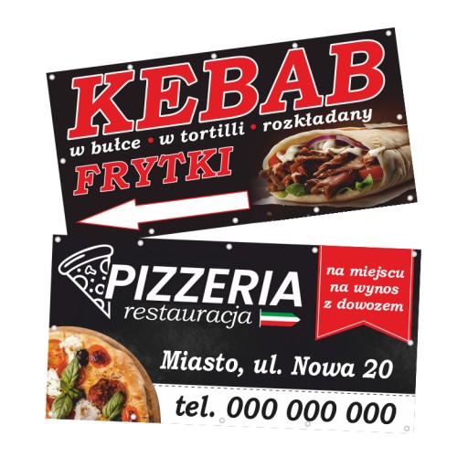 BANER KEBAB PIZZA PIZZERIA BURGERY WZORY 2x1m