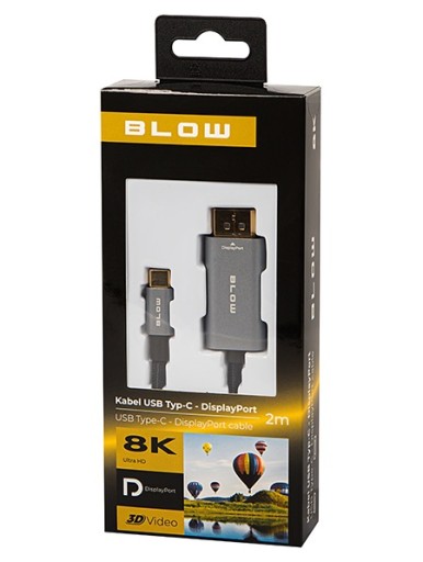 KABEL DISPLAYPORT USB TYP-C 3.1 8K 4K 1.4HDR TELEWIZOR MONITOR PROJEKTOR 2M