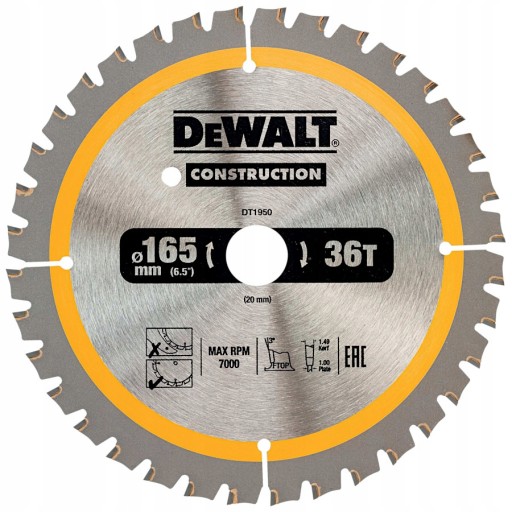 DEWALT Алюминиевый отрезной диск по дереву 165 мм 36 зубьев