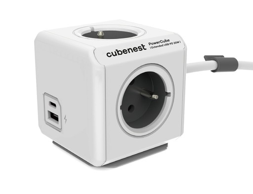 Cubenest PowerCube Extended USB A+C PD 20 W 1,5m Szary