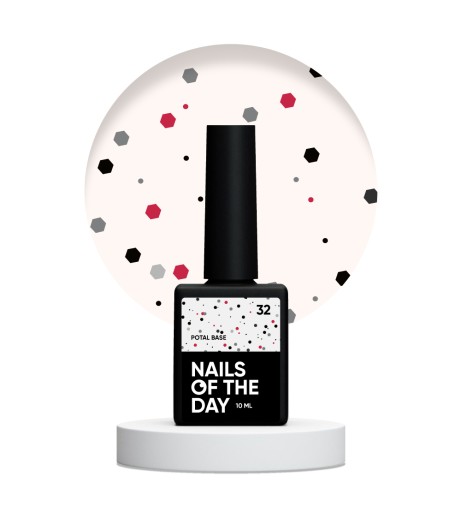 NOTD Potal base 32 – mleczna baza z czarnym oraz czerwonym brokatem, 10 ml