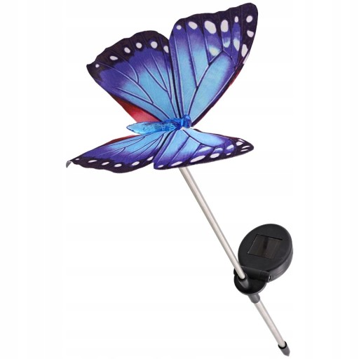 Lampa solarna wbijana MOTYL 61,5 cm na patyku BLUE