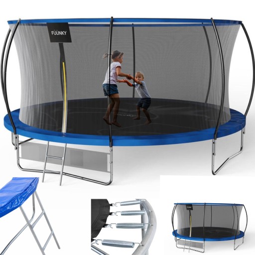 TRAMPOLINA OGRODOWA dla dzieci 15FT DRABINKA z SIATKĄ NA BUTY Fuunky 457 cm