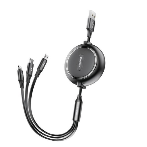 BASEUS MOCNY KABEL USB PRZEWÓD 3w1 do LIGHTNING MICRO TYP-C USB-C 3.5A 1.2M
