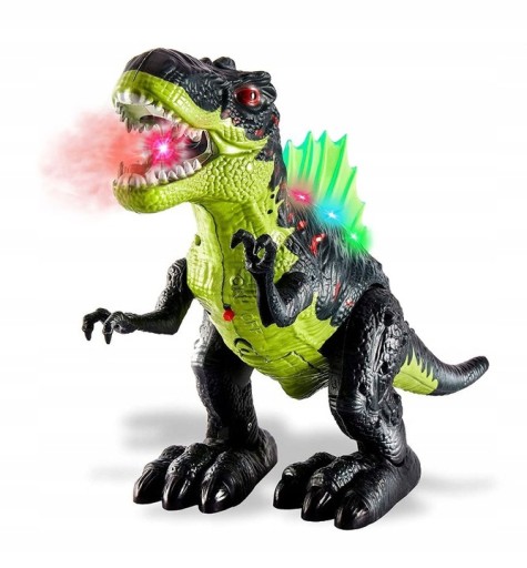 DUŻY DINOZAUR T-REX CHODZI RYCZY ŚWIECI ZIEJE DYM