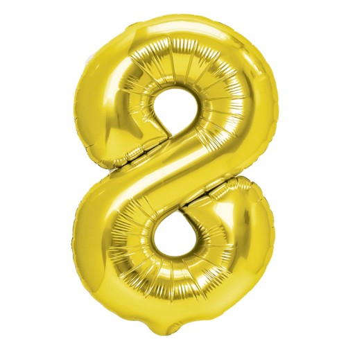 Balon Foliowy złota cyfra 8 - 100 cm Hel