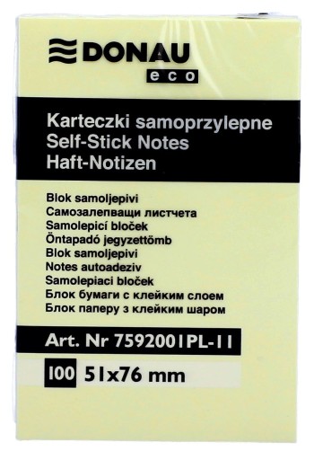 Bloczek samoprzylepny jasnożółty karteczki notes