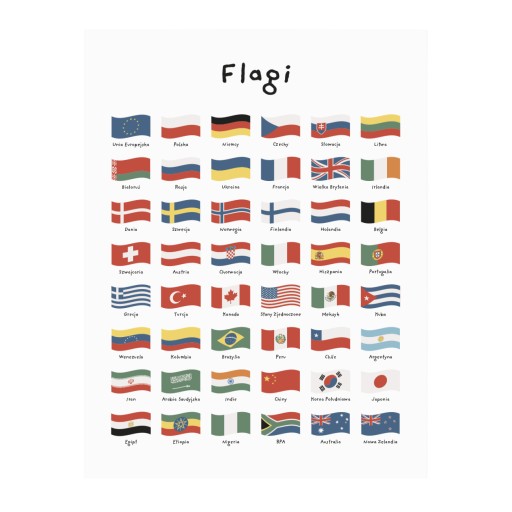 Plakat FLAGI dla dzieci 30x40 cm