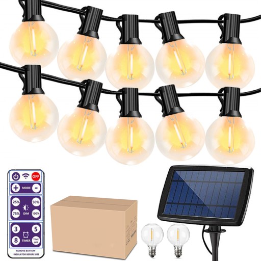 GIRLANDA SOLARNA OGRODOWA LAMPKI SOLARNE 25 LED ŁAŃCUCH 7.6 metrów + Pilot