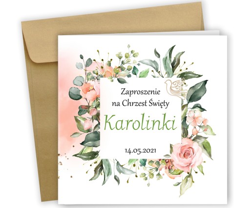 ZAPROSZENIA NA CHRZEST- boho PAPIER PERŁOWY