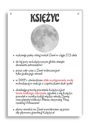 Tablica edukacyjna Układ Słoneczny Księżyc A4
