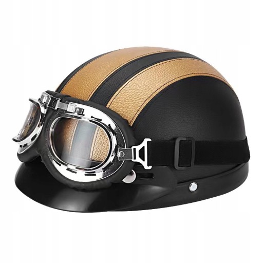 KASK MOTOCYKLOWY HEŁM RETRO GOGLE