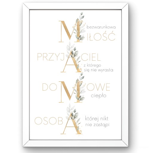 PREZENT NA DZIEŃ MAMY POMYSŁ NA PREZENT DLA MAMY OBRAZ W RAMIE PLAKAT A4