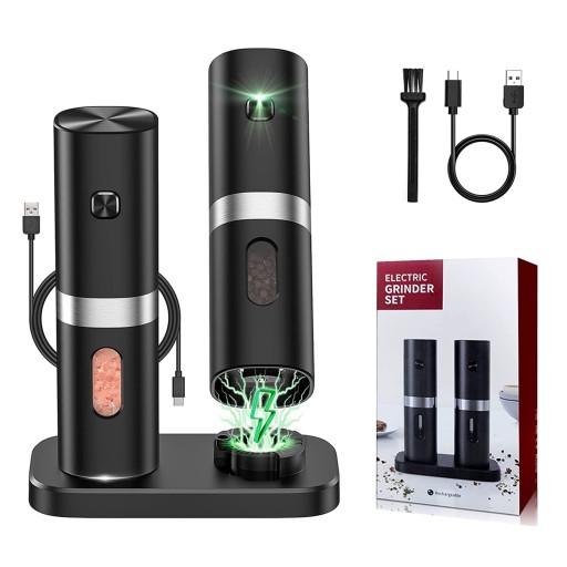 ELEKTRYCZNY MŁYNEK DO SOLI I PIEPRZU, ŁADOWANY PRZEZ USB, Z DIODĄ LED